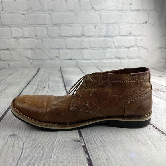 Steve Madden Harken 247 Ankle Chukka Boots Mens Size 11.5 Cognac Leather Lace Up